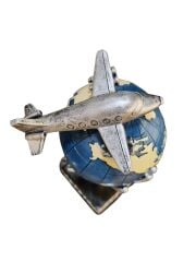 Uçaklı Dünya Küre Biblo